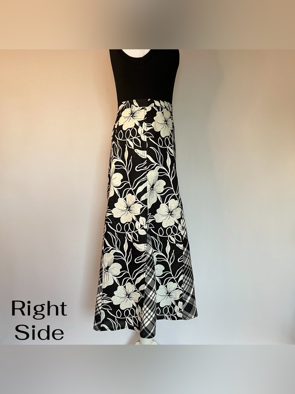 Polo Ralph Lauren Floral & Plaid 100% Linen A-Line Panel Midi Skirt Women’s Sz 6 - Picture 8 of 13